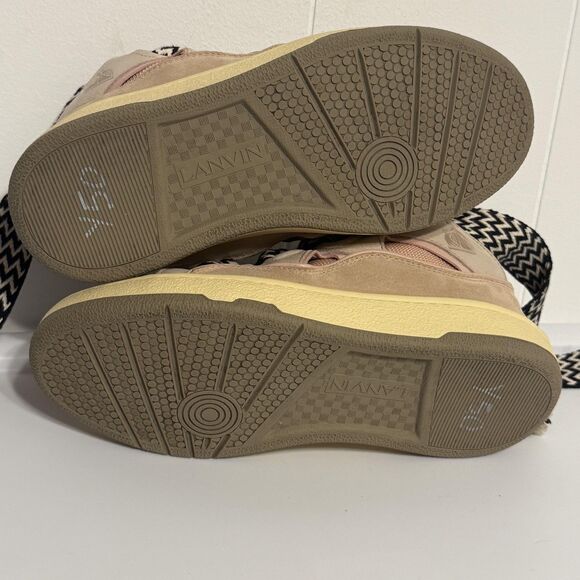Lanvin Curb Shoes Mens Size 40 Beige Pink Low Top Leather Suede Made in Italy - Picture 12 of 16